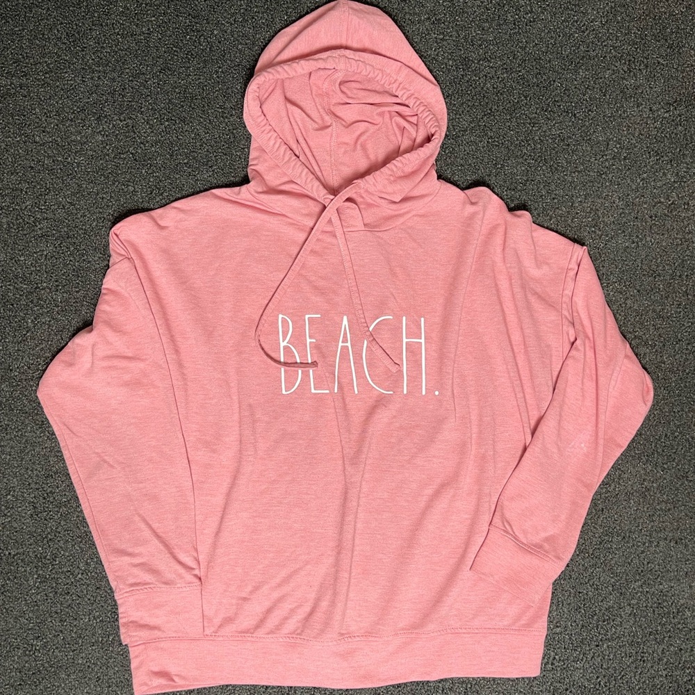 Rae Dunn Soft Pink “Beach” Hoodie Size Medium